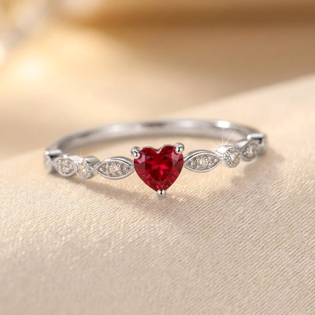 Gold Ruby Heart Ring