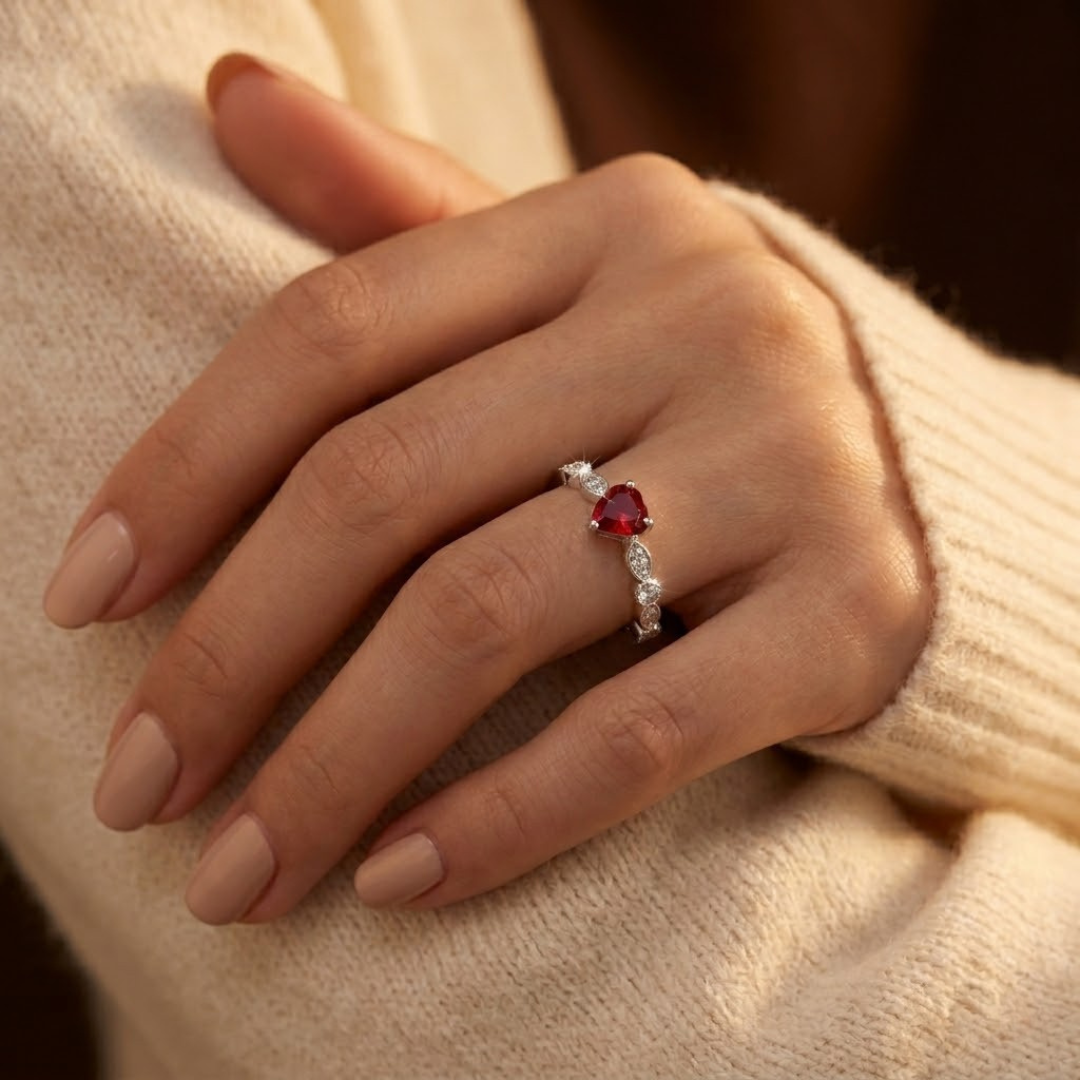 Gold Ruby Heart Ring