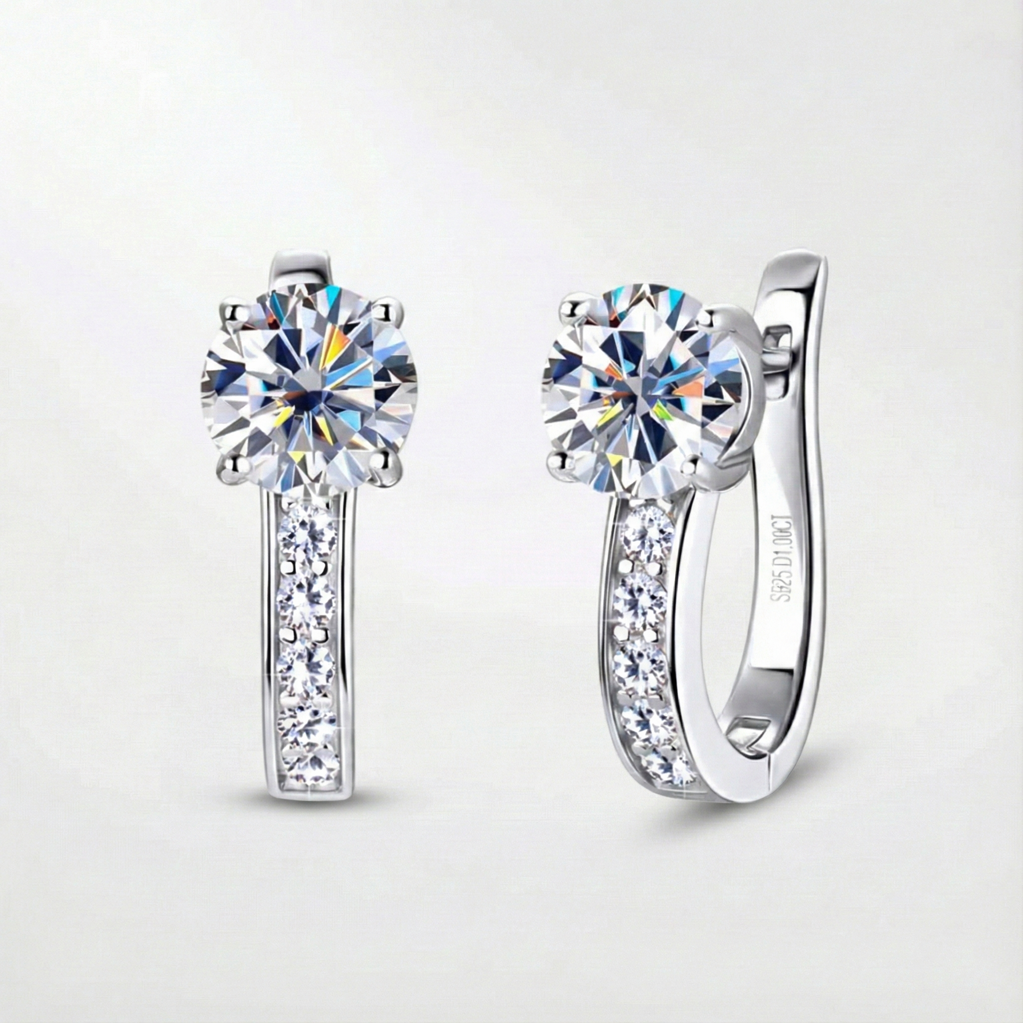 Moissanite Canal Huggy Earrings