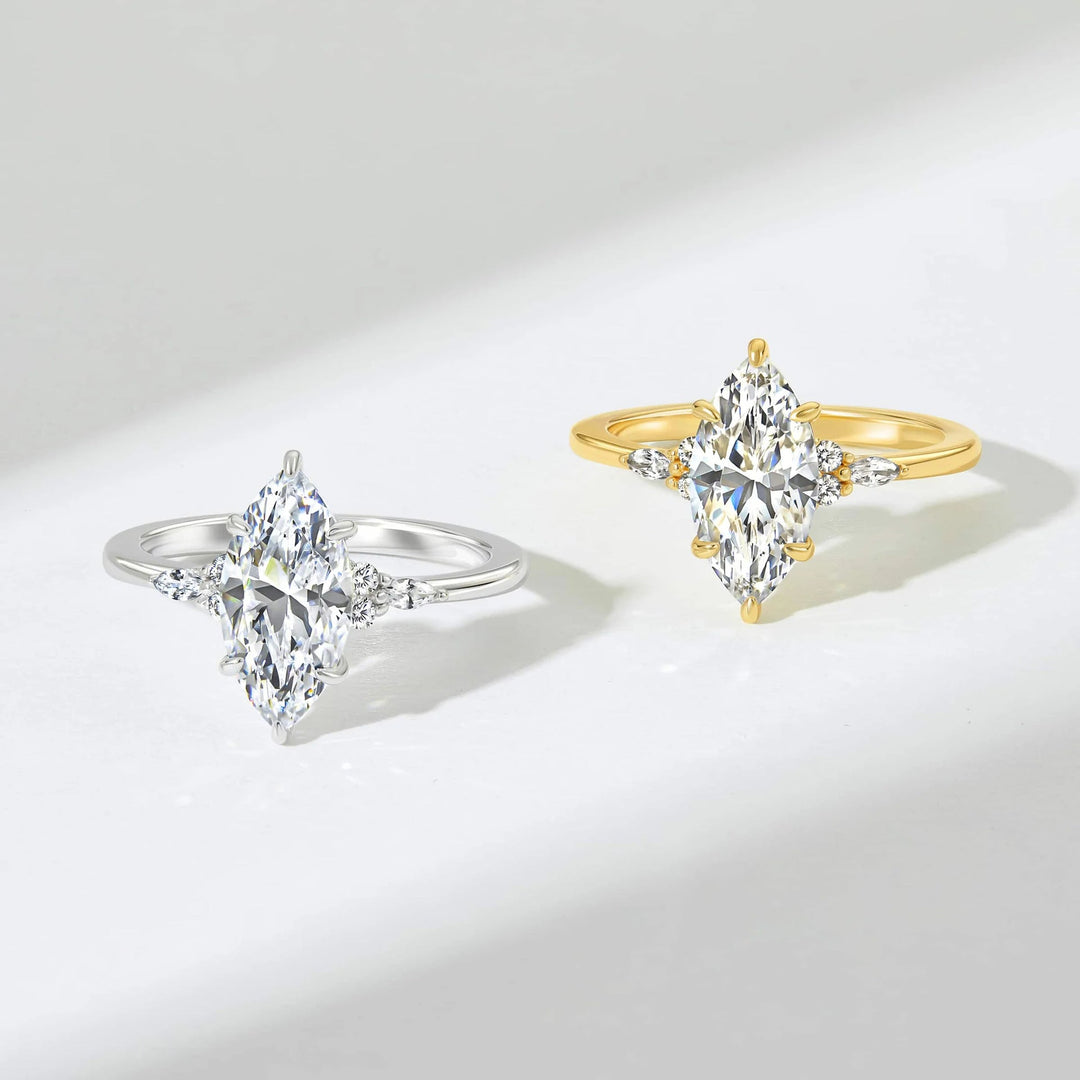 Marquise Stone V-Shaped Band Ring Set