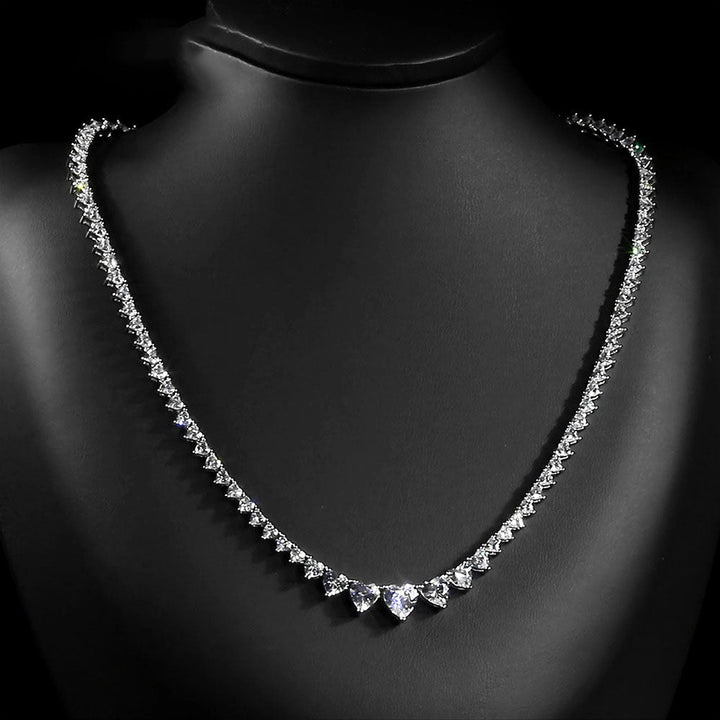Heart Graduated Tennis Necklace