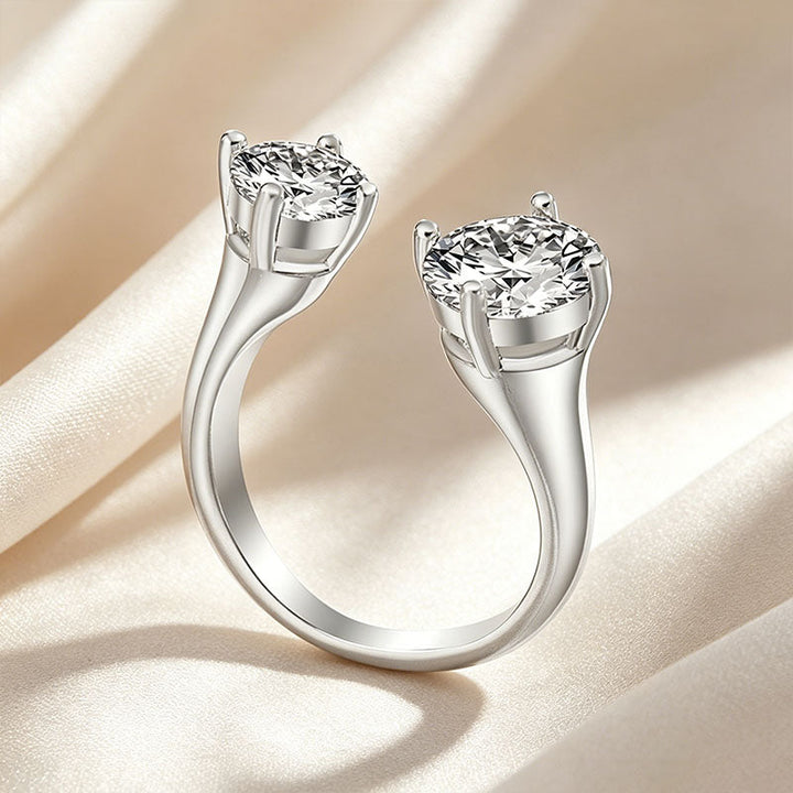 Two Stone Open Cuff Toi et Moi Ring