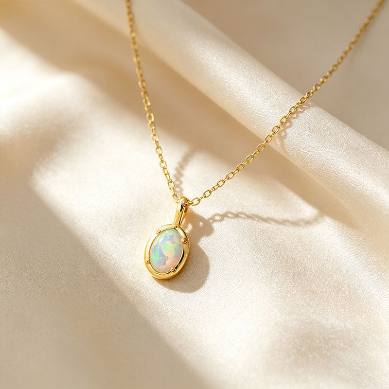 Oval Opal Pendant Necklace