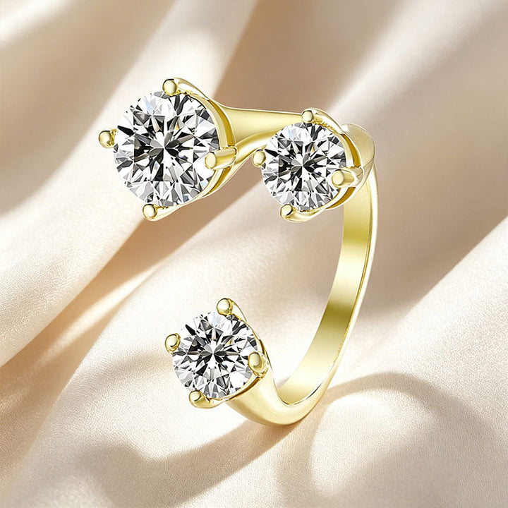 Three Stone Asymmetrical Open Ring