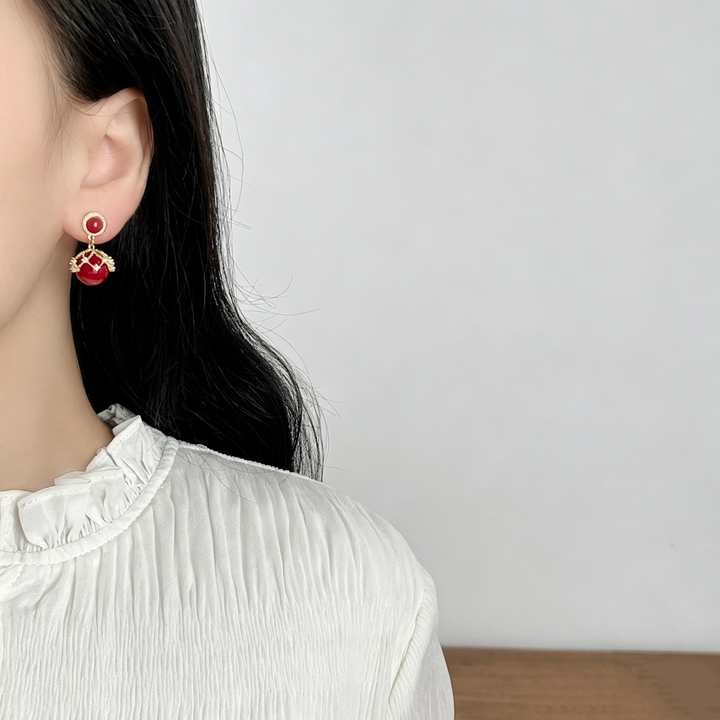 Vintage Lace Cage Gemstone Earrings