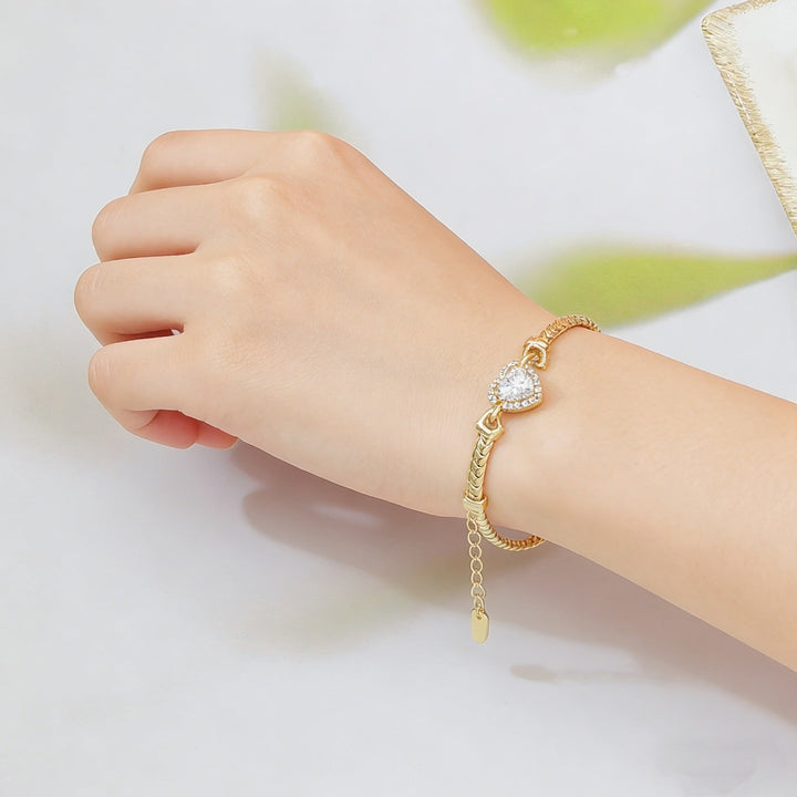 Halo Snake Chain Bracelet With Diamond Accents