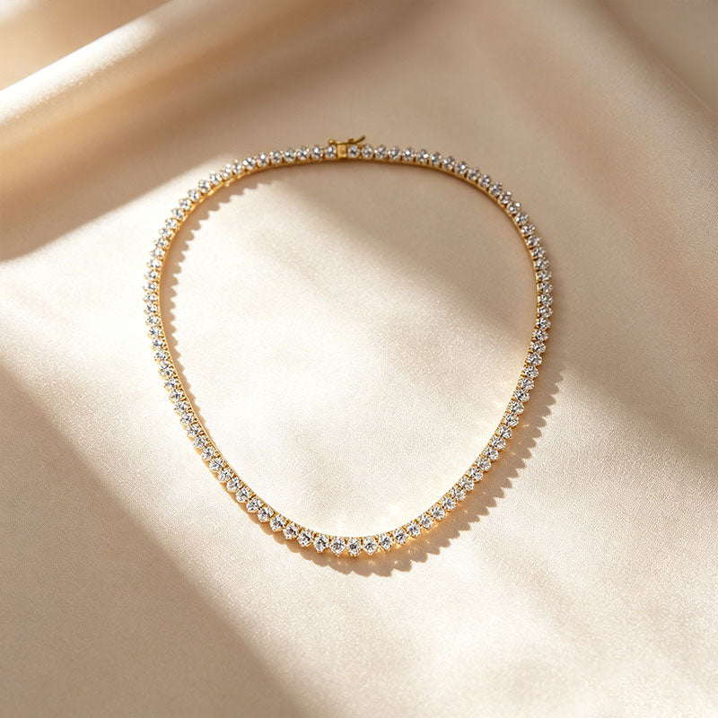 Graduated Round Gemstone Tennis Necklace