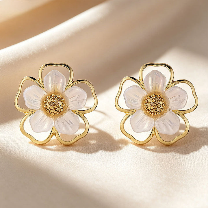 Elegant Openwork Floral Stud Earrings