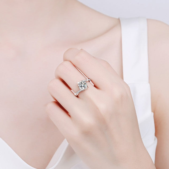 Square Bezel Set Moissanite Ring