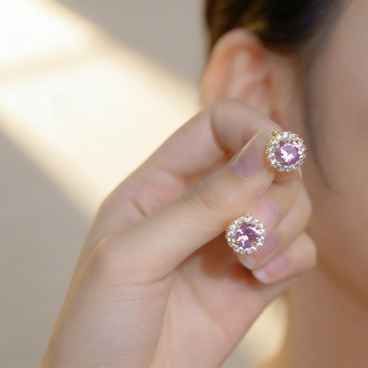 Amethyst &amp; Diamond Earrings