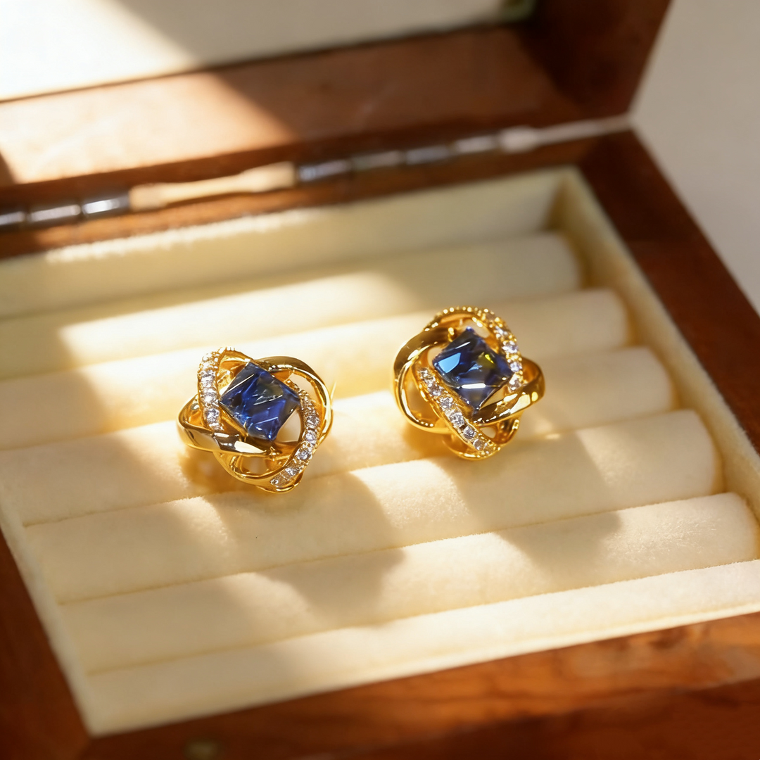 Square Sapphire Earrings