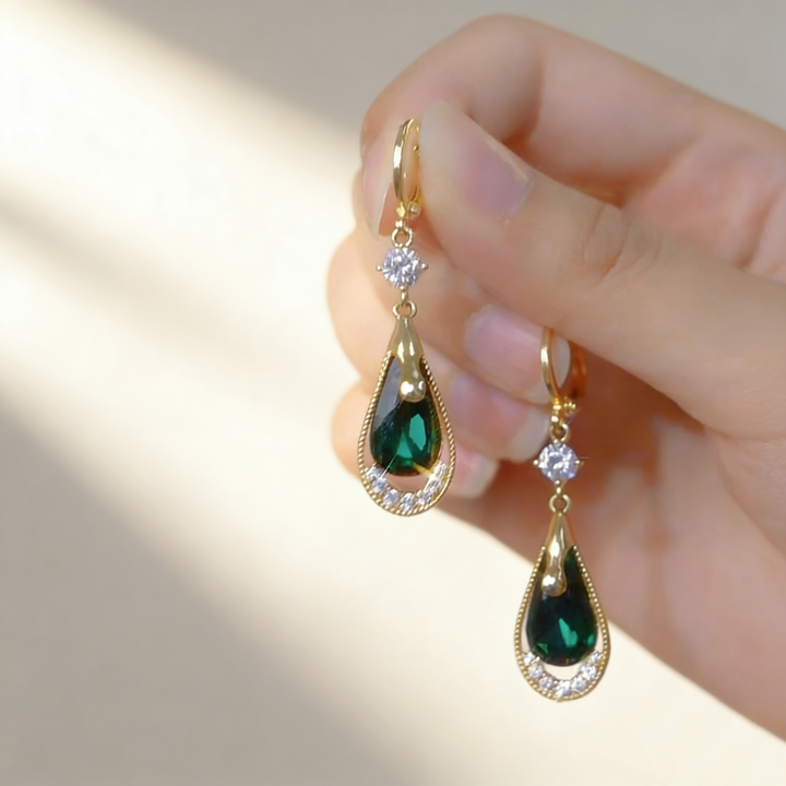 Teardrop Emerald Earrings