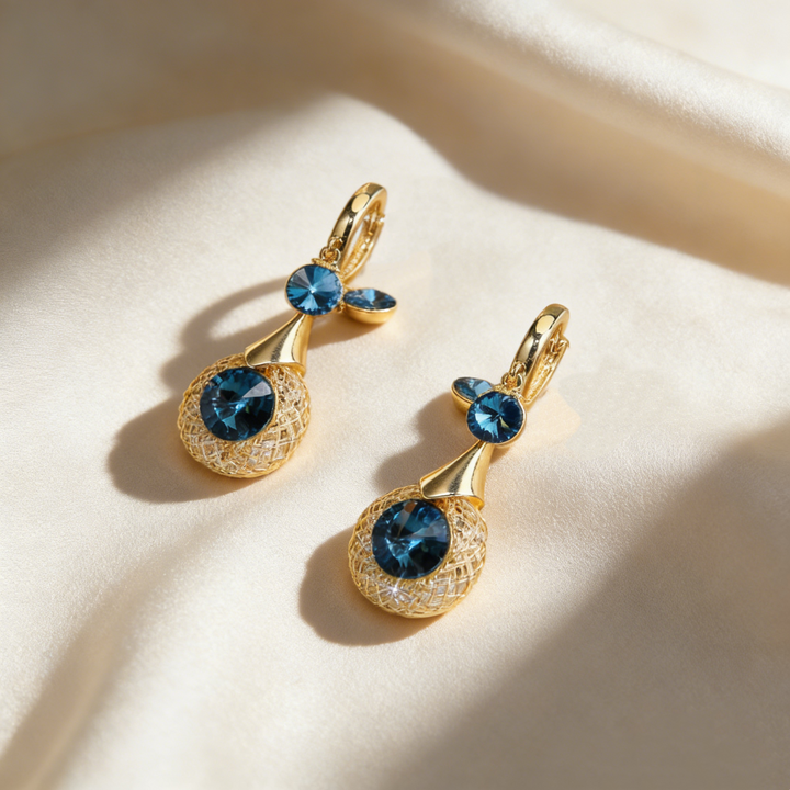 Natural Crystal Gold Wire Earrings