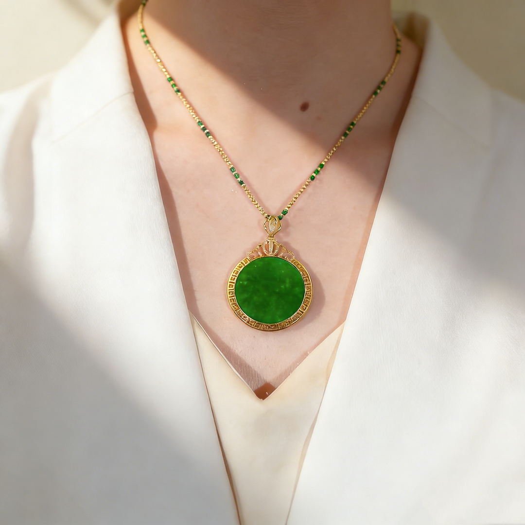 Jade Disc Pendant Necklace