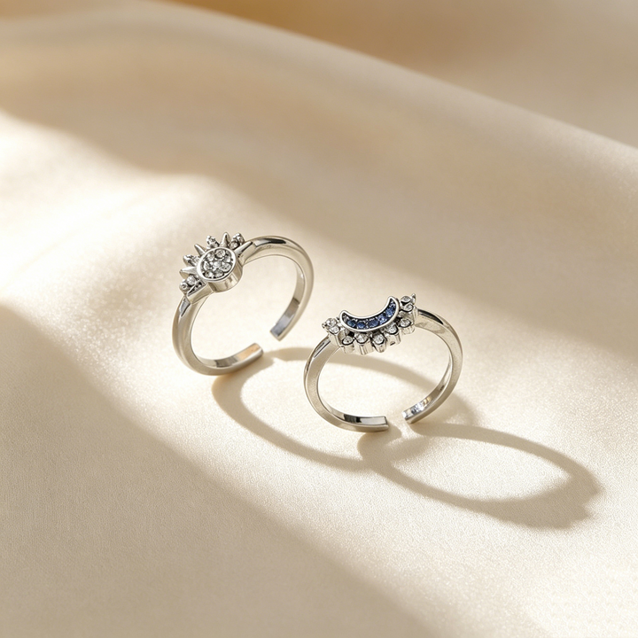 Sun &amp; Moon Adjustable Ring Set