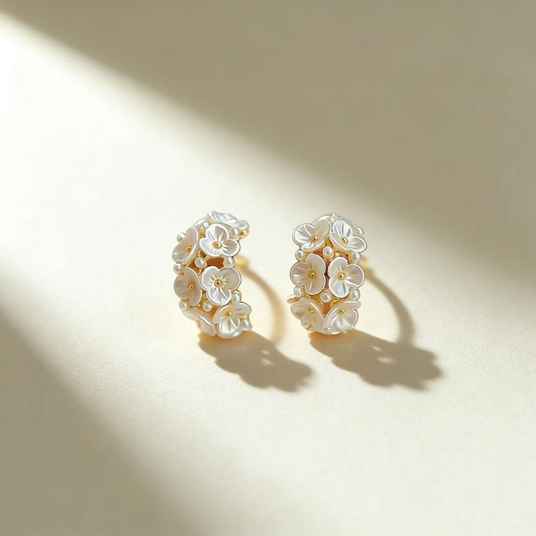 Flower and Pearl Earrings