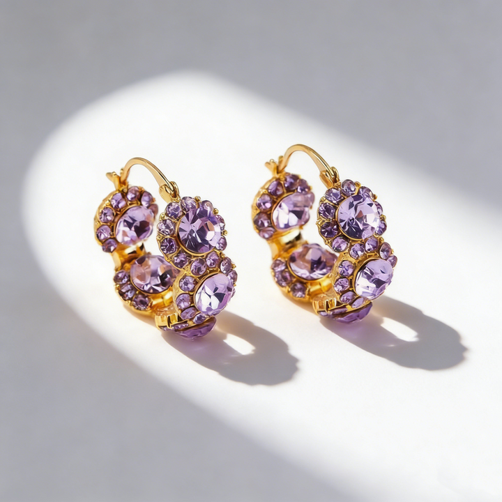 Natural Amethyst Flower Earrings