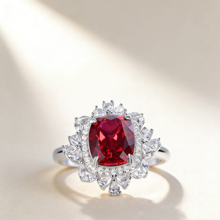 Cushion-Cut Lab-Grown Gemstone Ring