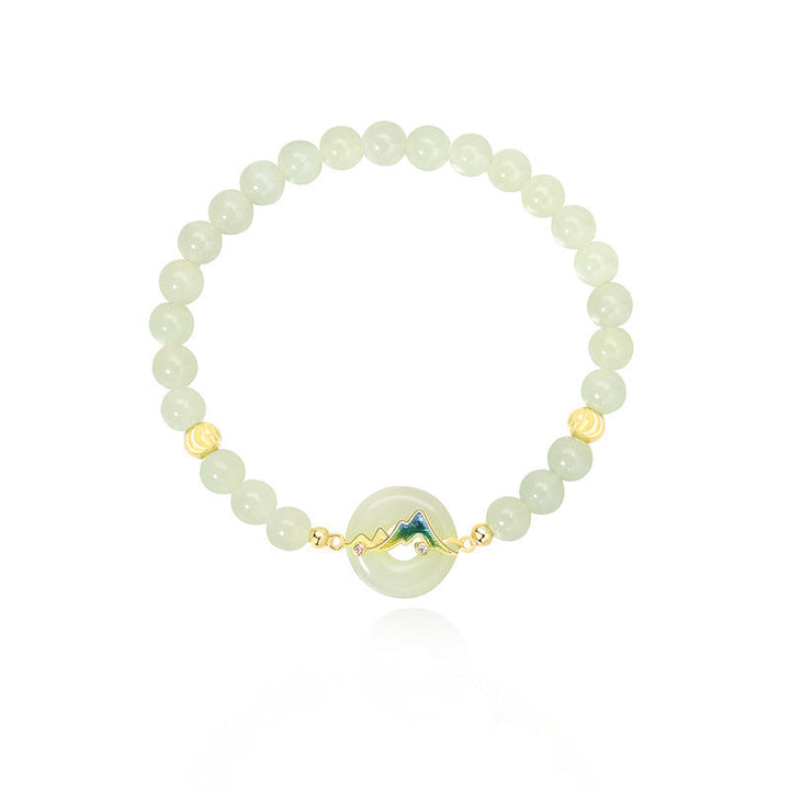 Mountain Natural Emerald Jade Stone Bracelet