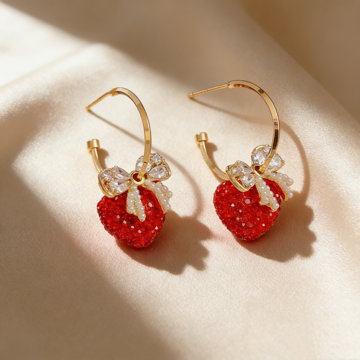 Elegant Bow Heart Earrings