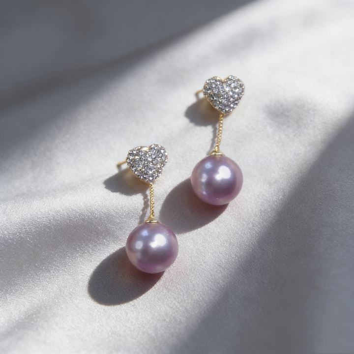 Elegant Heart Tassel Pearl Earrings