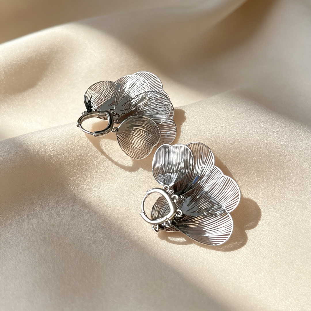 Elegant Multi-Layer Leaf Drop Hoop Earrings