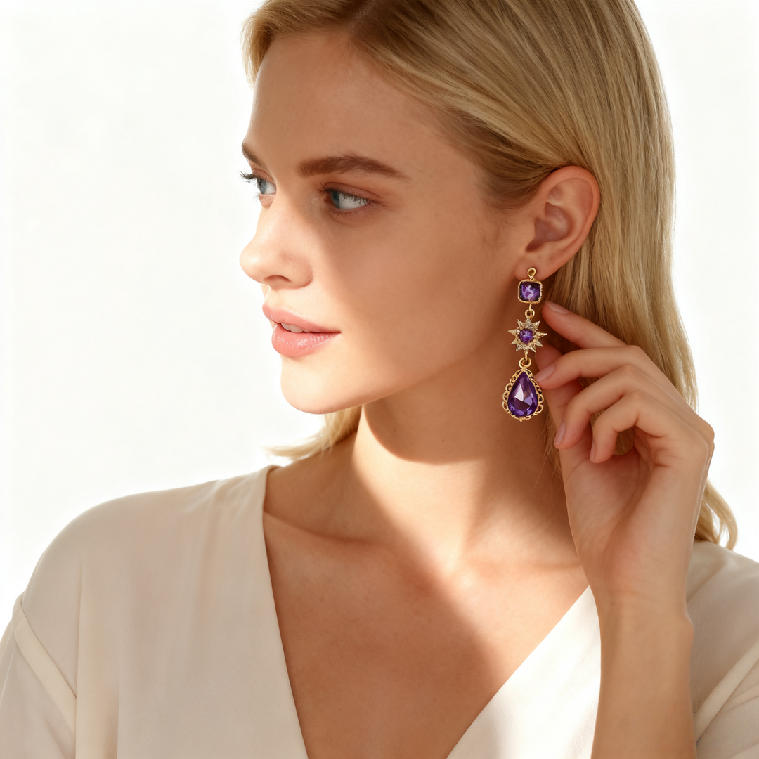 Vintage Amethyst Drop Earrings