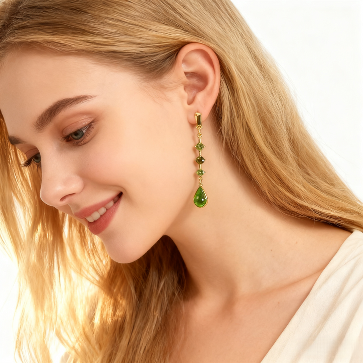 Verdant Teardrop Crystal Earrings