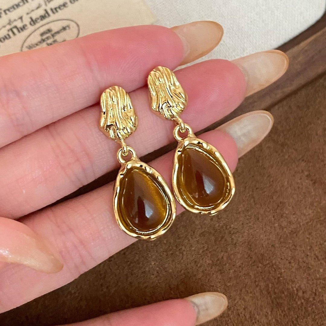 Amber Tiger's Eye Earrings