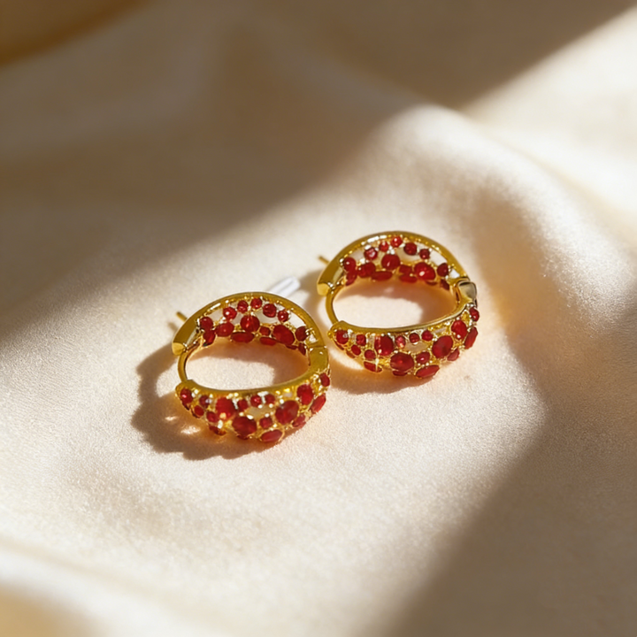 Natural Crystal Hoop Earrings