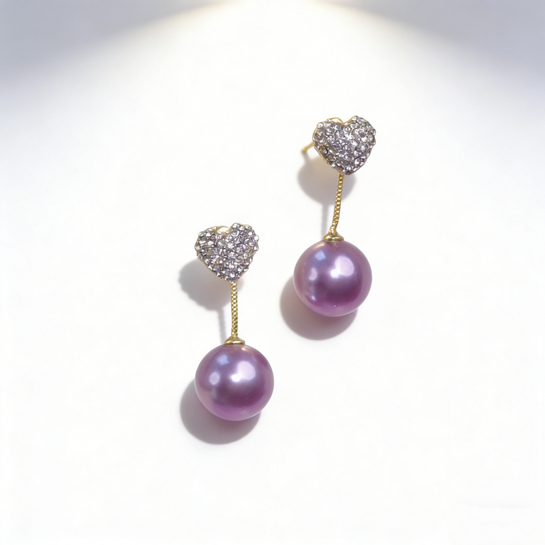 Elegant Heart Tassel Pearl Earrings
