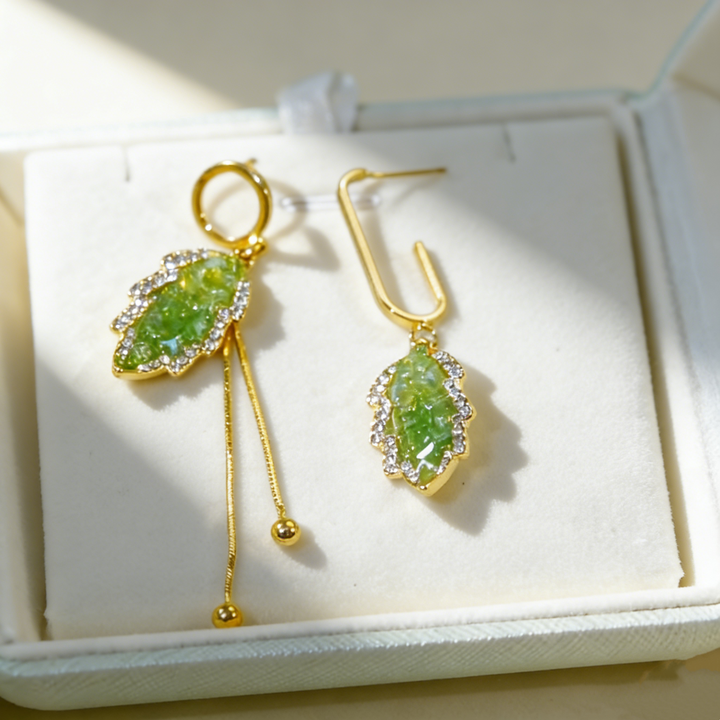 Asymmetrical Tassel Leaf Earrings