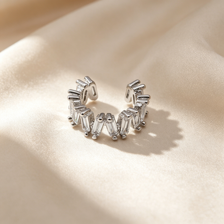 Sparkling Hoop Earrings &amp;  Wave Ear Cuff Set