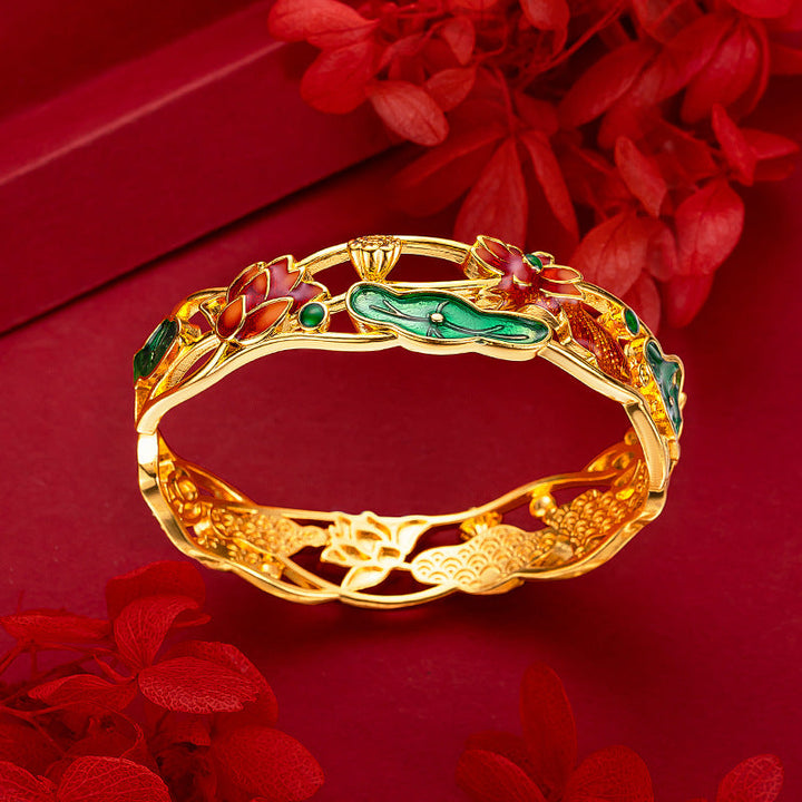Lotus Koi Enamel Bracelet