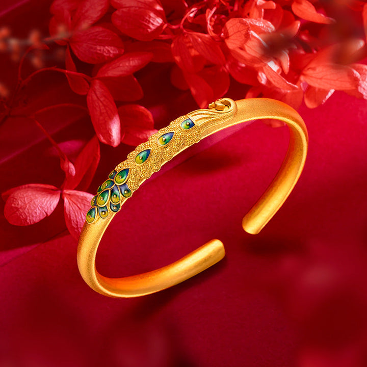 Enamel Peacock Bangle