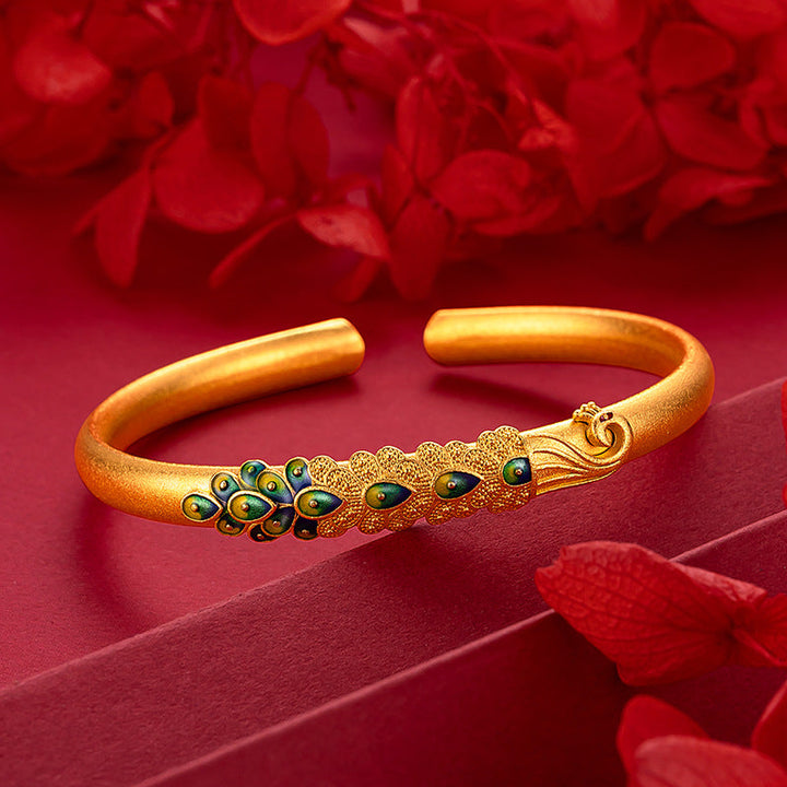 Enamel Peacock Bangle