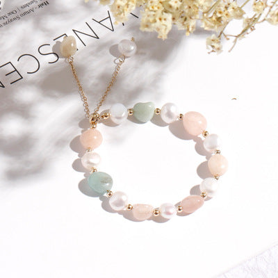 Aventurine jade &amp; pearl bracelet