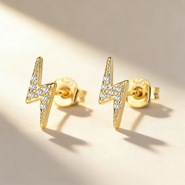 Minimalist Lightning Stud Earrings
