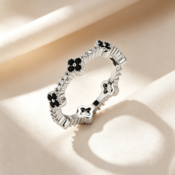 Four-Leaf Clover Crystal &amp; Moissanite Ring
