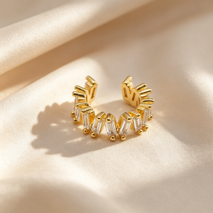 Sparkling Hoop Earrings &amp;  Wave Ear Cuff Set