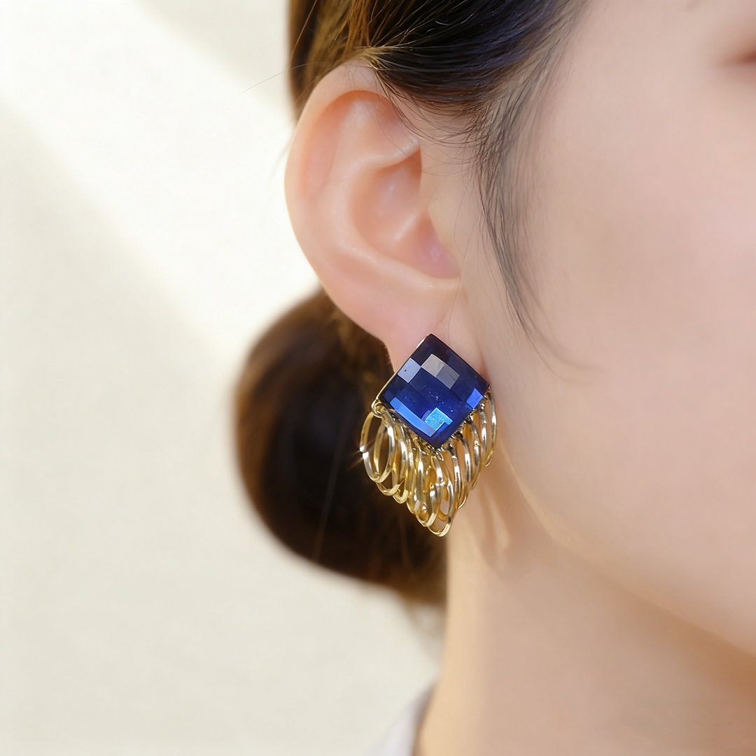 Sapphire Tassel Hoop Earrings