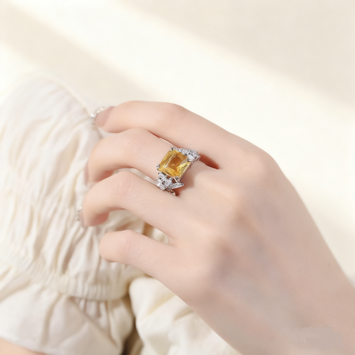 Dazzling Yellow &amp; Pink Crystal Ring