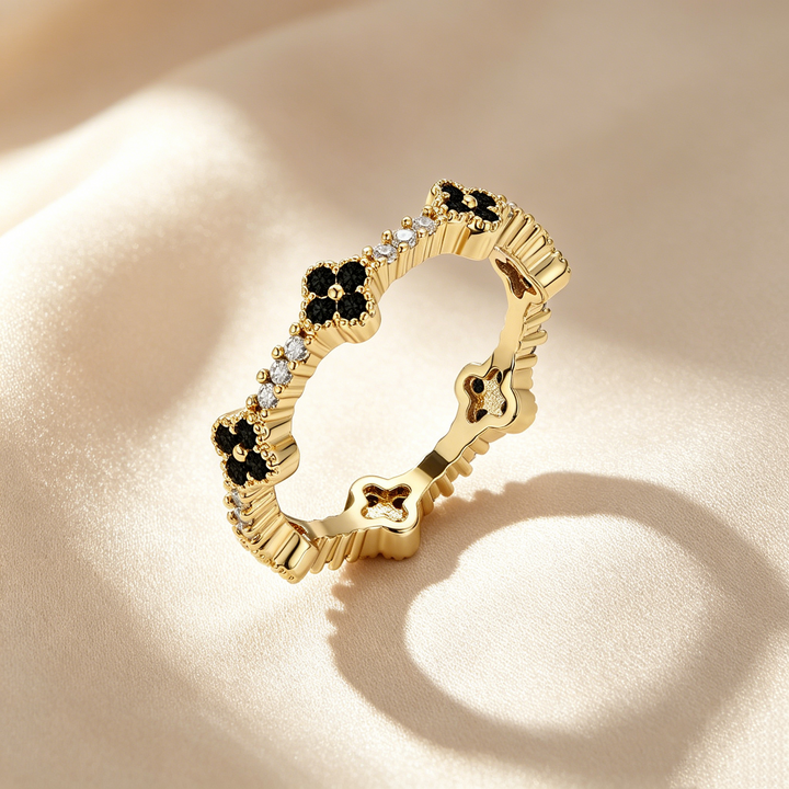 Four-Leaf Clover Crystal &amp; Moissanite Ring