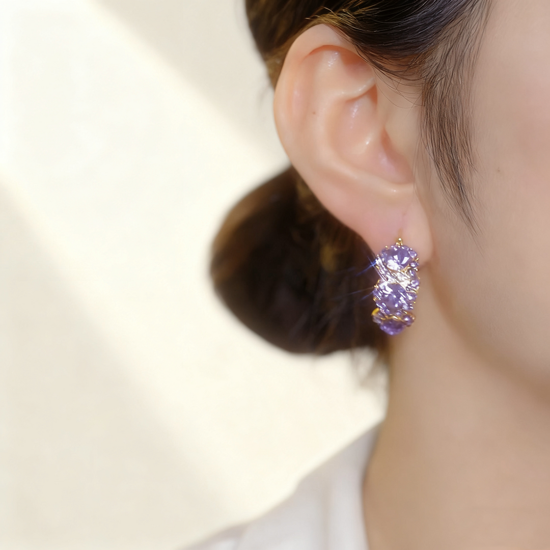 Amethyst Flower Earrings