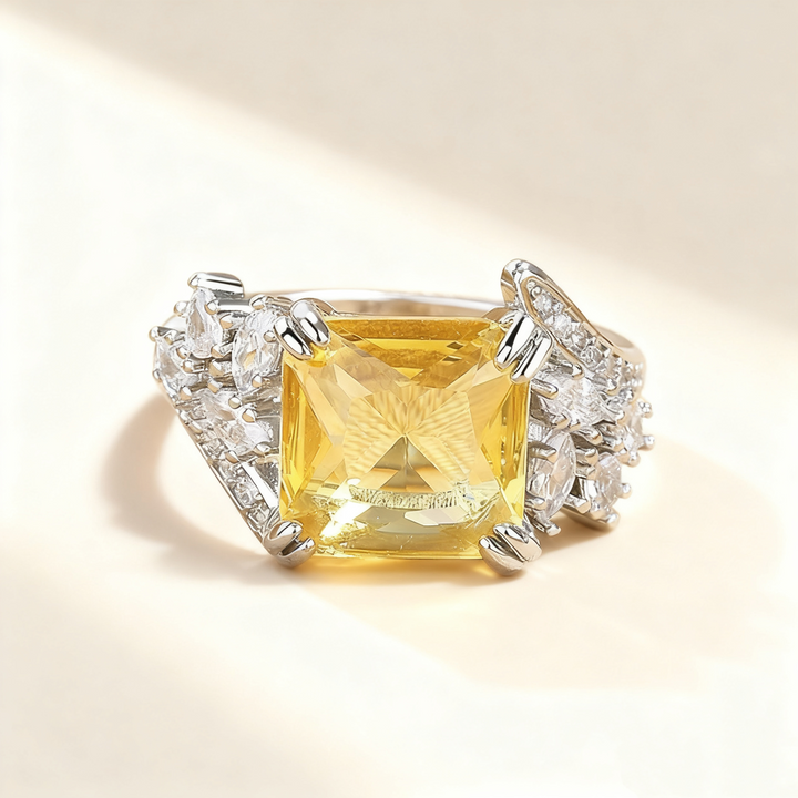 Dazzling Yellow &amp; Pink Crystal Ring