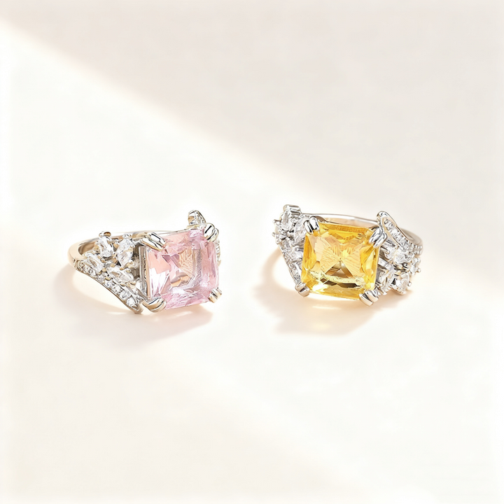 Dazzling Yellow &amp; Pink Crystal Ring