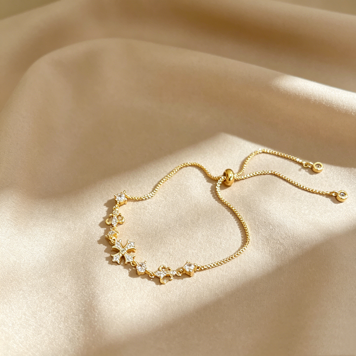 Cross &amp; Pearl Moissanite Bracelet Set