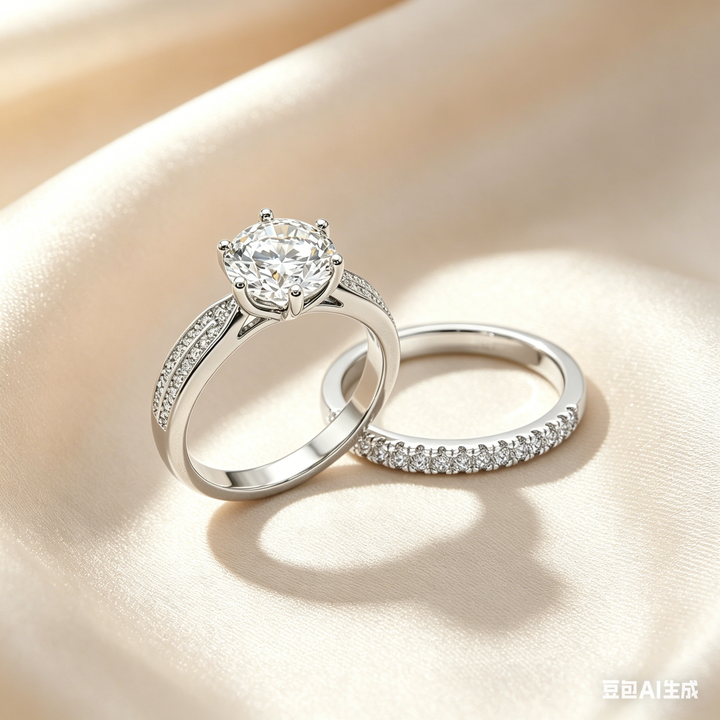 Classic Six-Prong Moissanite Ring Set
