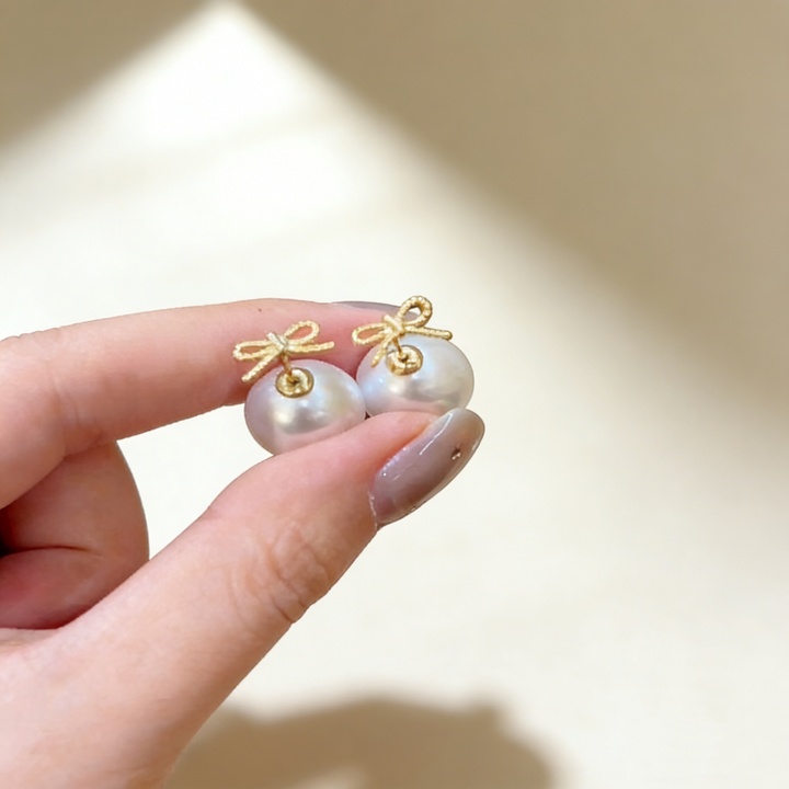 Butterfly Bow Pearl Earrings