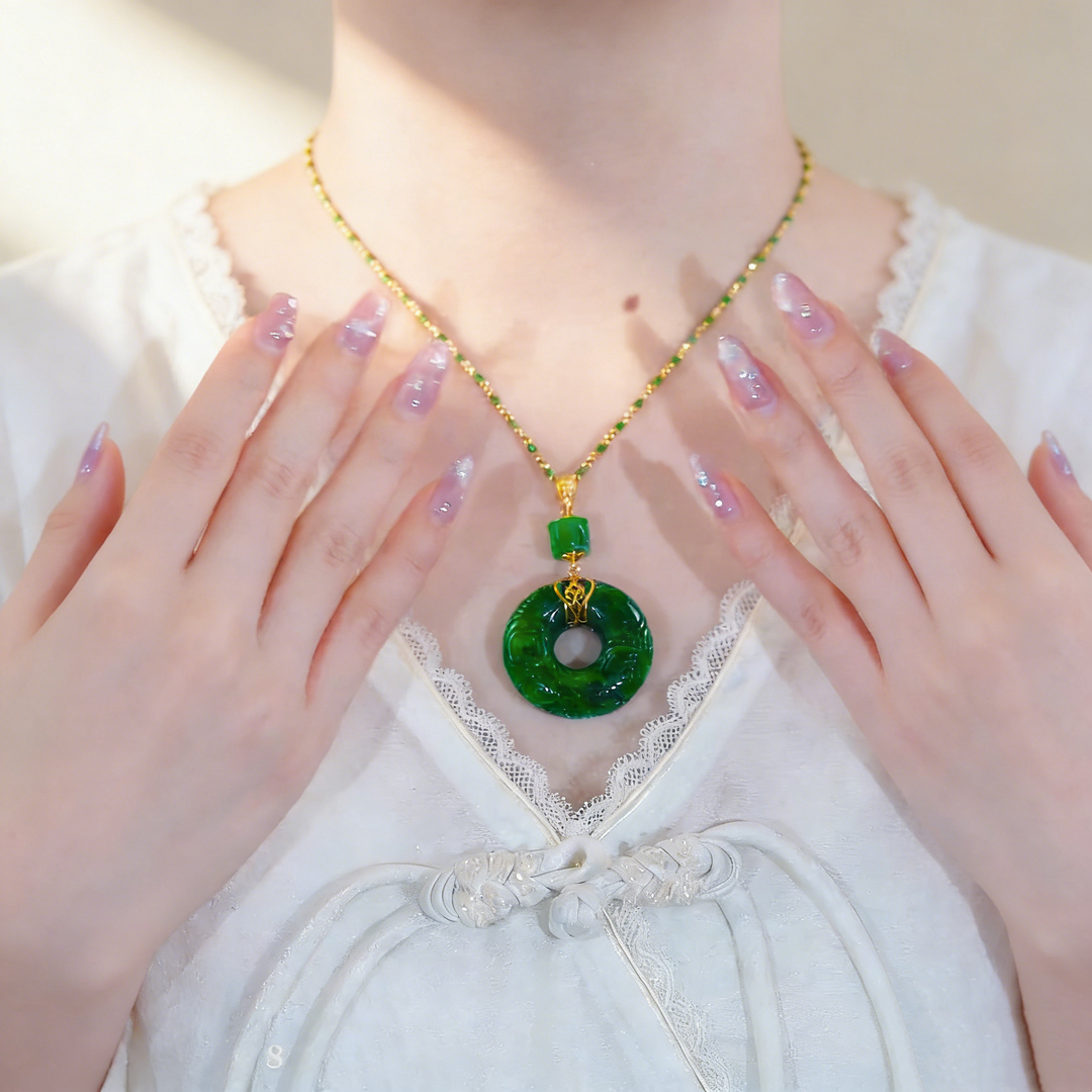 Jade Peace Buckle Pendant Necklace